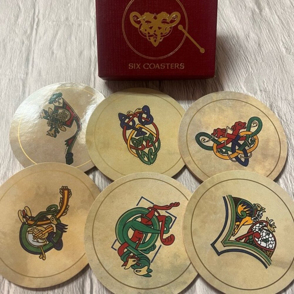 Connemara Bodhrans Irish Coasters Set of 6 Cork Board Backing